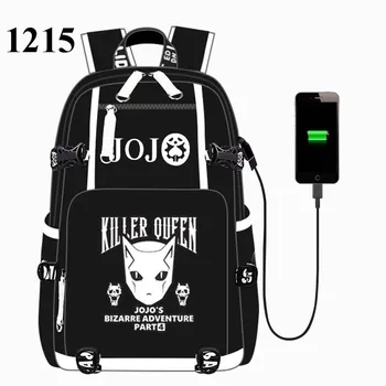Must JoJo ' s Bizarre Adventur USB Port Seljakott Kott Kooli Raamat Õpilased Väljas Õla-Raamat, Kott, Seljakott Cosplay