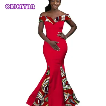 Aafrika Kleidid Naistele Poole õhtukleit-Aafrika Vaha Prindi Kaua, Maxi Kleit Mood Slash Kaela Ankara Kleidid 6XL WY2860