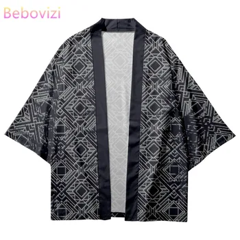 Jaapani Harajuku Kampsun, Moe Uus Disain Naised Mehed Geomeetria Prindi Haori Traditsiooniline Kimono Cosplay Yukata Aasia Riided