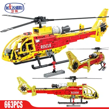 ERBO 663PCS Linna Politsei Lennuk ehitusplokid Sõjaväe Helikopter Lennujaama Brigaad Tellised Valgustada Mänguasjad Lastele