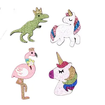 10tk/palju Cartoon Glitter Ükssarvik/Flamingo/Dinosaurus Plaastrid DIY Loomade Seeria Appliques Laste Peakatet Tarvikud