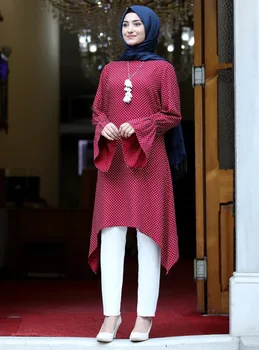 2020 Fashion Girl Pluus Pikad Varrukad Vabaaja Pluusid & Särgid Ebaregulaarne Vorm Pikk Pluusid jaoks Moslemi Naised