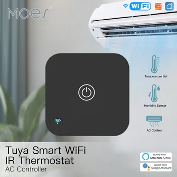 MOES Tuya WiFi IR Termostaadiga AC Kontroller, pult Temperatuuri ja Niiskuse Andur Smart Elu hääljuhtimine Alexa Google
