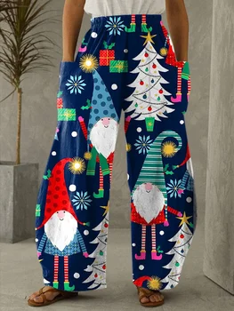 Jõulud Uus Naine 3D Trükitud Püksid Santa Claus Värv Jõulupuu Muster Tasku Casual Sportswear Lahti Suured Püksid