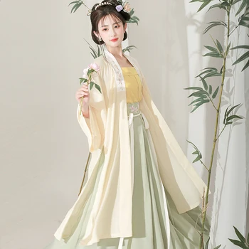 Haldjas Hiina Hanfu Naine Retro 3TK Vana Traditsiooniline Printsess Kleit Tikandid Pool Etapp Elegantne Tang Dünastia Riided