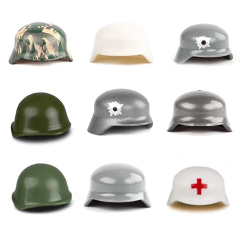 Ehitusplokid Sõjalise Trükitud Kübarad WW2 Accessries Armee Camo KES Sõdurid Kiiver DIY Mänguasjad Tellised Politsei Mütsid Ühilduv C065