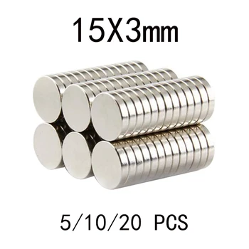 5/10/20pcs 15x3 mm Otsingu Väike Magnetiga Läbimõõt 15mm x 3mm Lahtiselt Väike Ümmargune Magnet 15x3mm Neodüümi Ketas Magnetid 15*3 mm