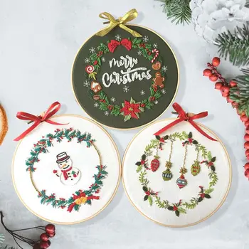 Xmas Tikandid Komplekt Koos Hoop ja Juhendamine ristpistes DIY Nõela Käsitöö Christmas Ornament Tikandid Hoop Algajatele