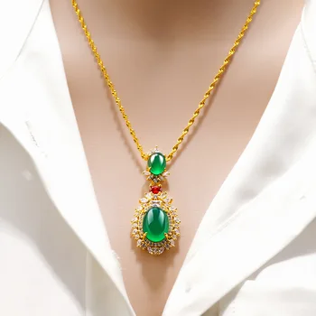 24K kuld värvi crystal green rhinestone Ripats Kaelakeed Naistele Clavicle Ketid esteetiline Võlu choker Pulm Ehteid