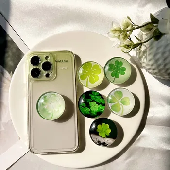 Nelja-leaf Ristik Kristall Klaas Telefoni Omanik Taim Pesa Kokkupandav Käepide Tok Universaalne iPhone Xiaomi Huawei