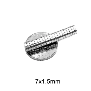 50~1000pcs 7x1.5 mm Tugev Magnet Magnet 7mmx1.5mm Alalise Neodüümi Magnetid 7x1.5mm Väike Ümmargune Magnet 7*1,5 mm