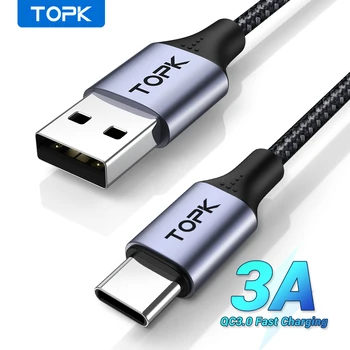 TOPK AN10 3A Micro-USB Type C Kaabel Telefoni Laadija ja USB Kaabliga Kiire Kiire Telefoni Laadimise Juhe Xiaomi Redmi Telefon Sccessories