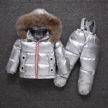 Laste Komplektid Uued talve beebi sulejope sobiks poiste ja tüdrukute seljas pesukaru karusnahast ski ülikond