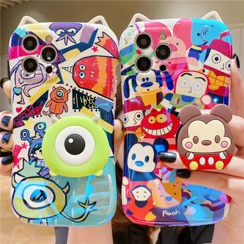Disney Täisekraan Miki Hiir Monsters, Inc. Big Eye Mike Telefon Juhtudel iPhone 13 12 11 Pro Max XR, XS MAX X tagakaas