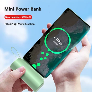 Mini Värvikas Power Bank USB Charge Kaabel Kaasaskantav 5000mAh Kiire Laadimine Panga iPhone iPad iPod Huawei Xiaomi Samsung