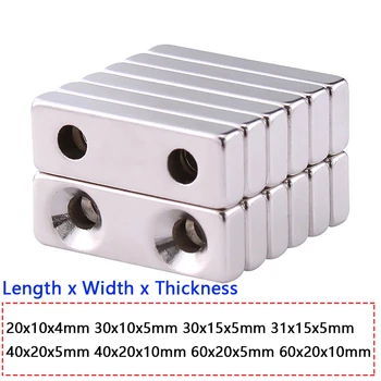 Ristküliku Võimsad Magnetid Topelt Augud 20x10x4mm~60x20x5mm Neodüüm Magnet Haruldaste Muldmetallide püsimagnetitega