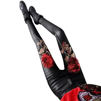 Naiste 2019 aasta Sügisel, Talvel Venitada PU Nahast Püksid Naiste Kõrge Vöökoht Kõhn Profileerimine Slim Püksid Daamid Säärised Pantaloons E32