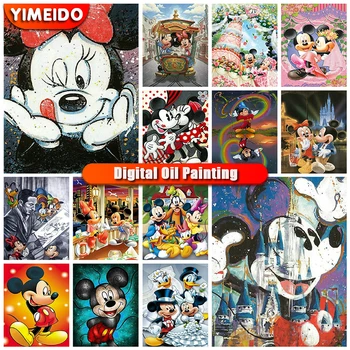 DIY Värvimine Poolt Numbrid Disney Miki Hiir Akrüül Drawing Canvas Värvi Number Cartoon Käsitöö Kunst Lastele Uue Aasta Kingitus