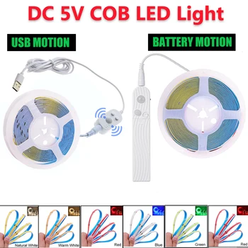 5V LED MAISITÕLVIK Kerge Liikumisandur COB Led Riba Aku/USB-320LEDs/m LED Lindi jaoks Kapp Kapp Kapp Trepid Öö Lamp
