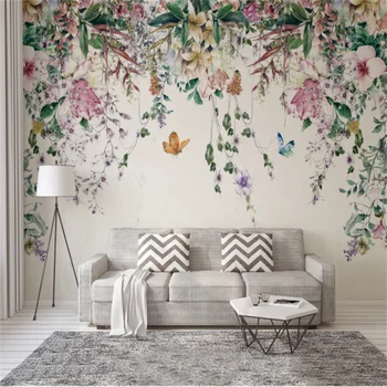 Põhjamaade kaasaegse värske akvarell viinapuu lilled kodu kaunistamiseks maali tausta seina paber seinamaaling