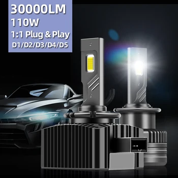 Turbo D2S D4S LED D3S D1S D5S Esitulede Pirnid D1R D2R D3R D4R HID Valgus Auto Plug and Play 110W CSP CANBUS 6500K 30000LM Lamp