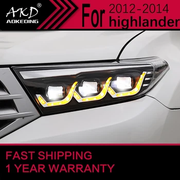 Auto Tuled Toyota Highlander LED Vilkur 2012-2014 Highlander Pea Lamp Päevatuled Projektori Objektiivi Mootorsõidukite Tarvikud