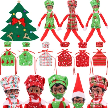 Jõulud Elf Doll Lumememm Nisse Riided Eye Patch Kokk Müts Kostüüm Mask Beebi Kawaii Mänguasi Tarvikud Sünnipäeva Kingitus