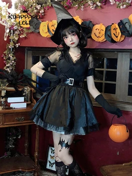 Uus Halloween Kostüüm Naiste Kleidid Must V-kaeluse Täiskasvanud Emane Vaimu Pruut Zombie, Nõid Naine Cosplay Riiete Komplekt Elf Deemon 2022
