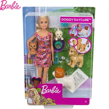 Barbie Doggy Päevahoiu Nukk Blond ja Lemmikloomad Playset 4 Koerad Sealhulgas Üks Kutsikas, Et Poops ja Üks, Mis Pees Pluss Värv-Muutus