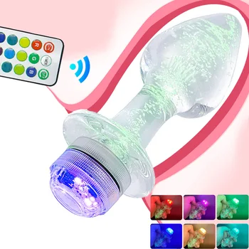 Klaas Anal Plug Dilataatorid Rant puldiga Värvi muuta LED Valgus Seksi Mänguasi, Värvi Muutmine Masturbatsioon Vahend Sugu Mänguasi naistele