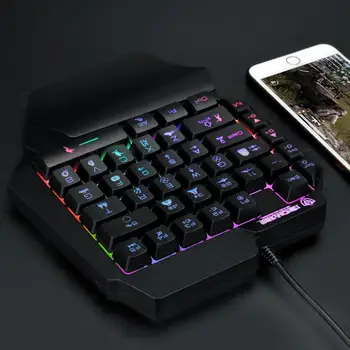 Mini Mobile Gaming Klaviatuuri Tablett, Ühe käega Traadiga Mängu Klaviatuur LOL PUBG CF Mäng Värvikas Taustvalgustusega Klaviatuur Gamer