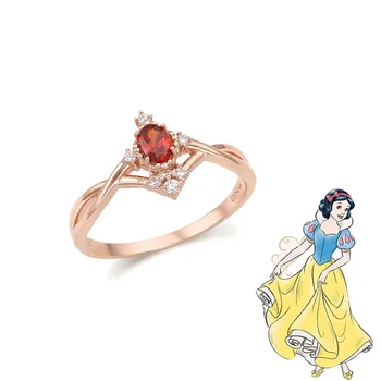 Disney Printsess Rõngad Naiste S925 Hõbe Engagement Rõngad Tsirkoon Tõusis Kulla Värvi Iga Päev Pool Sõrme Sõrmus Mood Ehteid