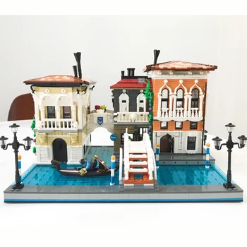 Modulaarne Hoonete Linn Streetview BrickAtive Väike Veneetsia Müts Kauplus Mudeli Plokid, Tellised Kohvikus Mänguasjad Tüdrukud Poisid Kingitus