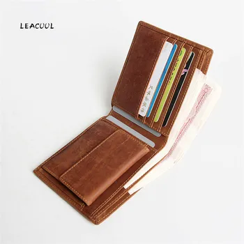 LEACOOL naturaalsest Nahast Rahakott Meestele Vintage Käsitöö Lühike Bifold Taskud Rahakott Kaardi Omanik Lukuga Mündi Tasku Raha Kotti