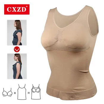 CXZD Uus Naiste Shapewear Polsterdatud Kõtu Kontrolli Tank Top Salenemisele Camisole Eemaldatav Keha Vormimine Compression Vest Korsett