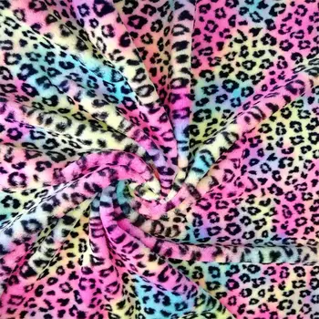 Vikerkaar tie-värvitud küülik karusnaha leopard printida käekott kingad ja muud riided mänguasjad DIY materjali,faux karusnaha riie