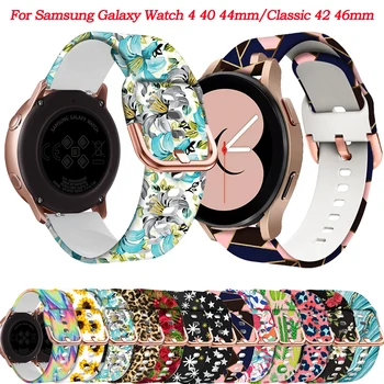 Silikoon Trükkimine 20mm Smart Watch Band Rihm Asendus Samsung Galaxy Vaata 4 40 44mm/Watch4 Klassikaline 42 46 mm Randme Correa