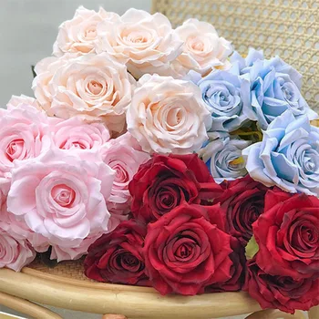 Kunstlik Roos Lilled Taimede Lehed Roosa Siidist Võltsitud Taimi Kodu Kaunistamiseks Valge Sügisel Kimp Roose Lill Office Decor
